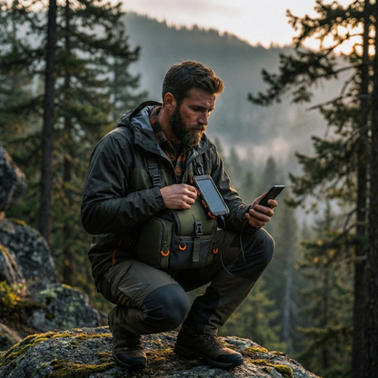 Harnais pour Jumelles avec Pochette Télémètre et Housse de Pluie – Sac de Poitrine de Chasse Réglable en Nylon 1000D