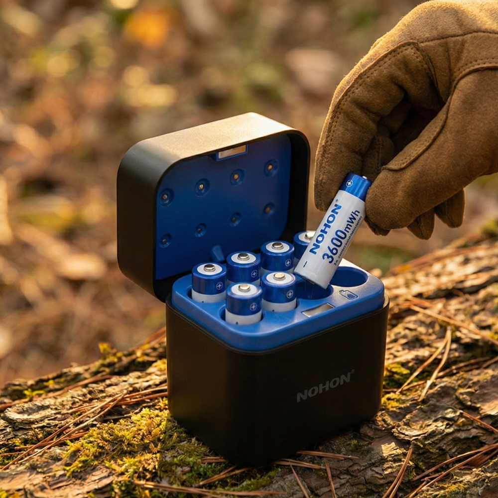 Kit Chargeur et 8 Piles AA Rechargeables Lithium-ion 1.5V 3600mWh (2400mAh)