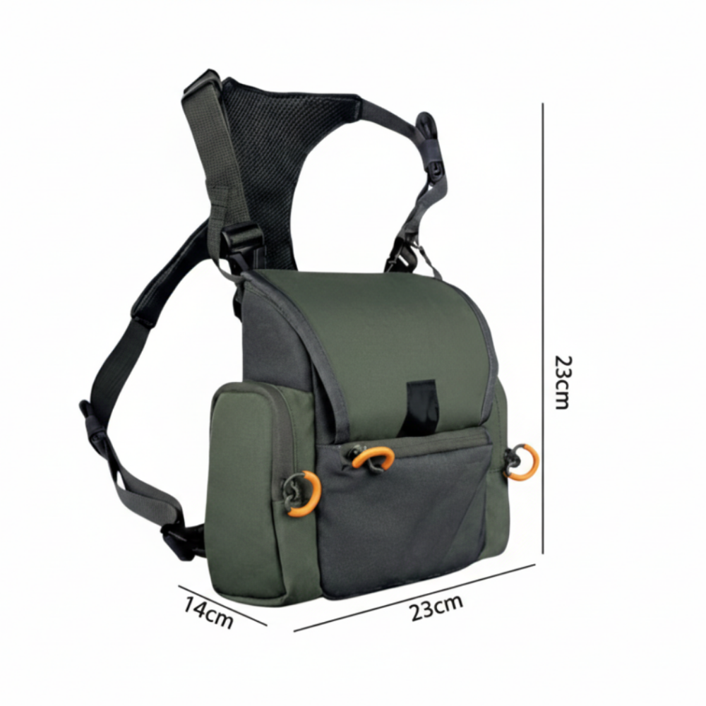 Harnais pour Jumelles avec Pochette Télémètre et Housse de Pluie – Sac de Poitrine de Chasse Réglable en Nylon 1000D