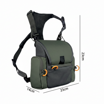 Harnais pour Jumelles avec Pochette Télémètre et Housse de Pluie – Sac de Poitrine de Chasse Réglable en Nylon 1000D