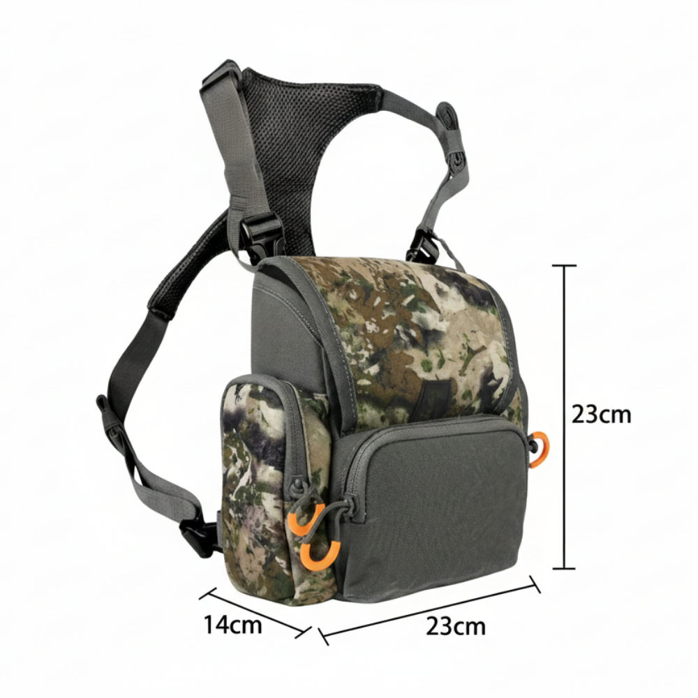 Harnais pour Jumelles avec Pochette Télémètre et Housse de Pluie – Sac de Poitrine de Chasse Réglable en Nylon 1000D