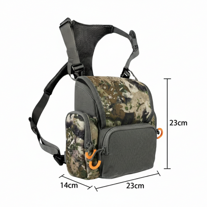 Harnais pour Jumelles avec Pochette Télémètre et Housse de Pluie – Sac de Poitrine de Chasse Réglable en Nylon 1000D