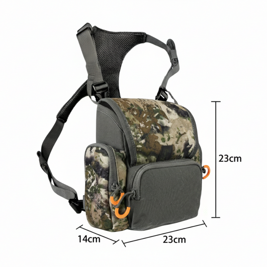 Harnais pour Jumelles avec Pochette Télémètre et Housse de Pluie – Sac de Poitrine de Chasse Réglable en Nylon 1000D